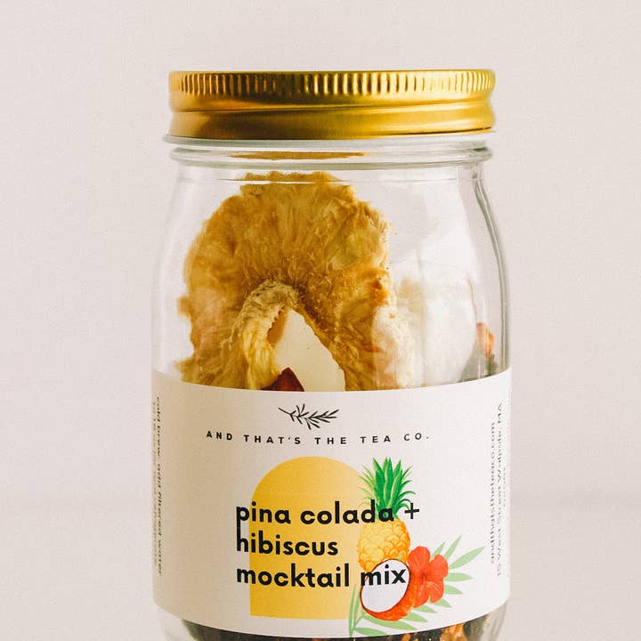 pina colada + hibiscus mocktail jar