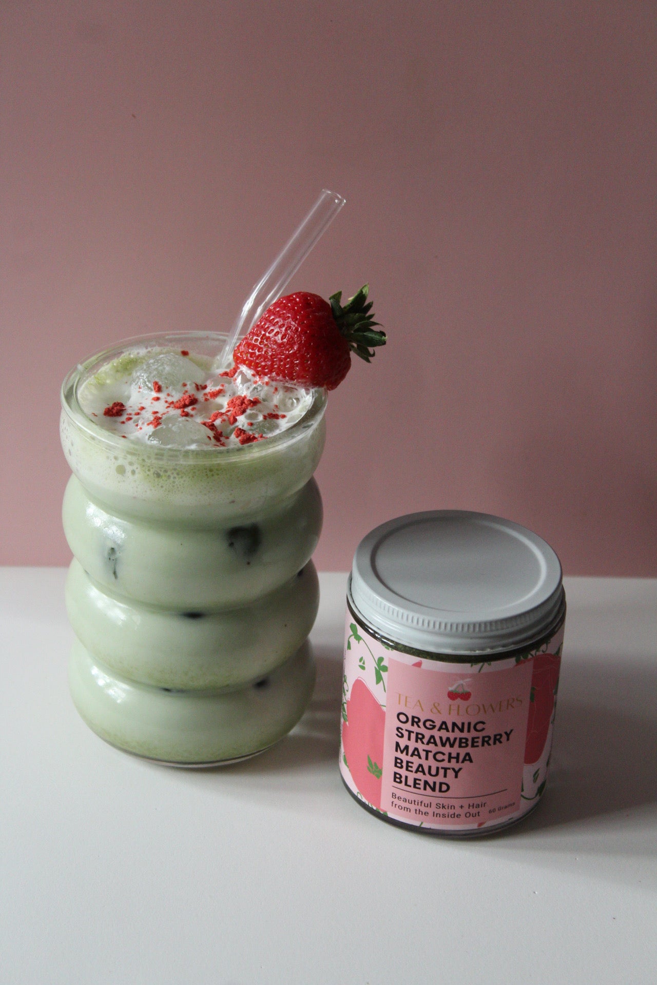 bubble glass with glass straw