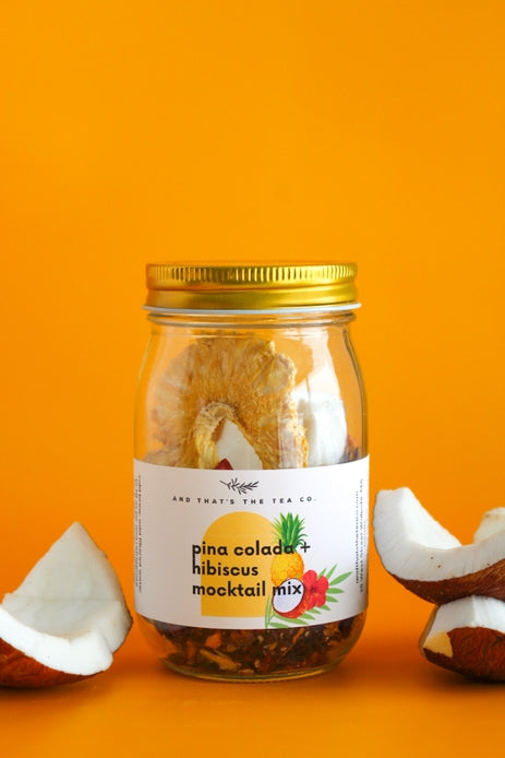 pina colada + hibiscus mocktail jar