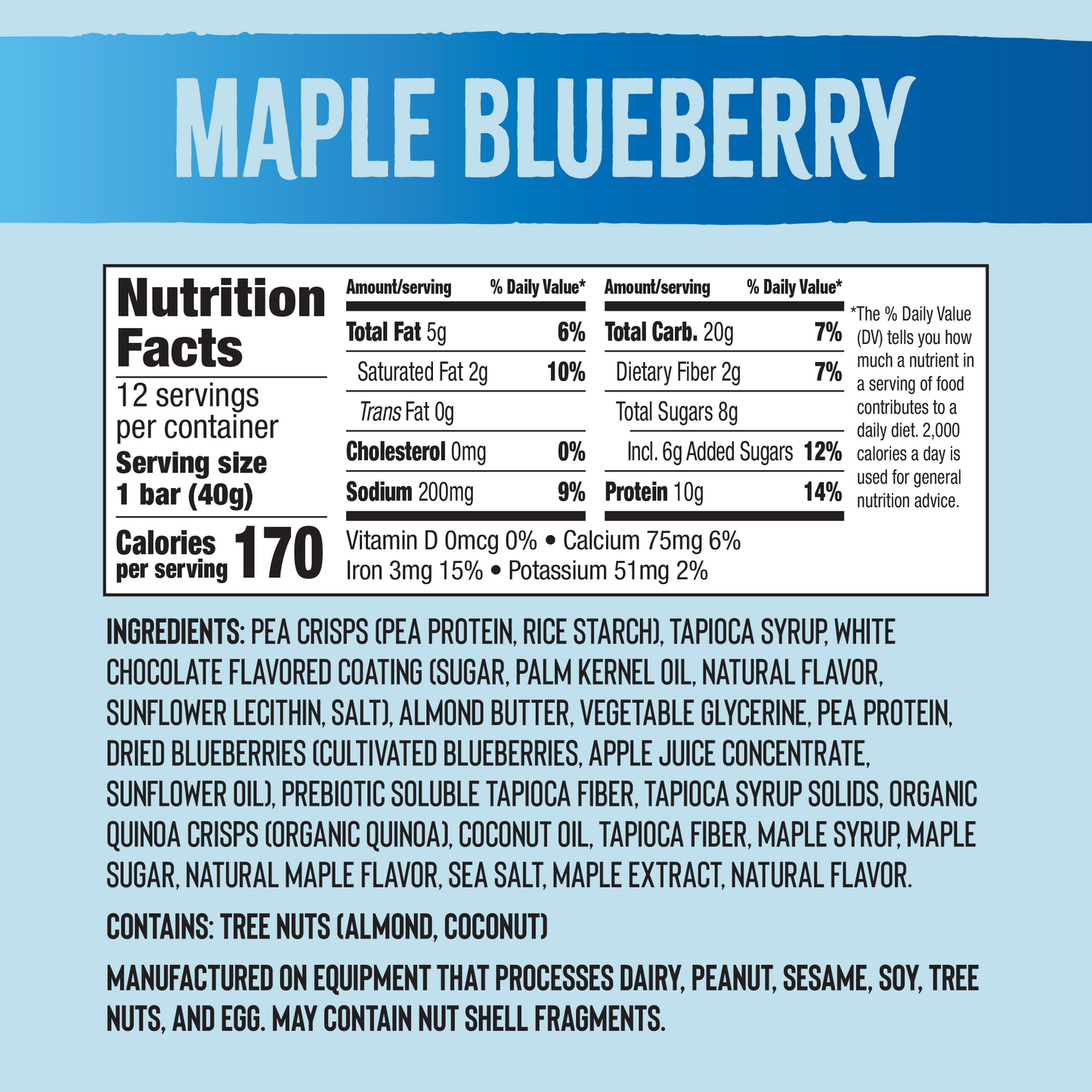 Plant Protein Bar Maple Blueberry