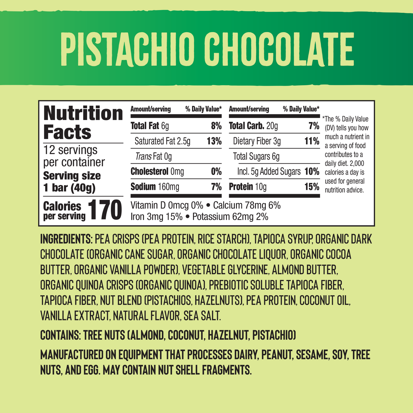 Plant Protein Bar Pistachio Chocolate