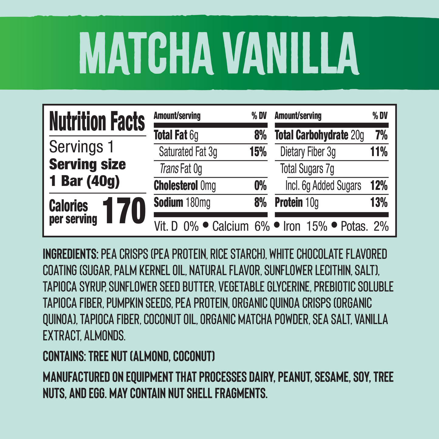 Plant Protein Bar Matcha Vanilla