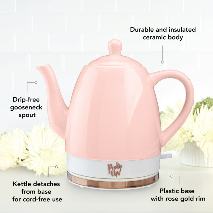 Noelle™ Pink Ceramic Electric Tea Kettle