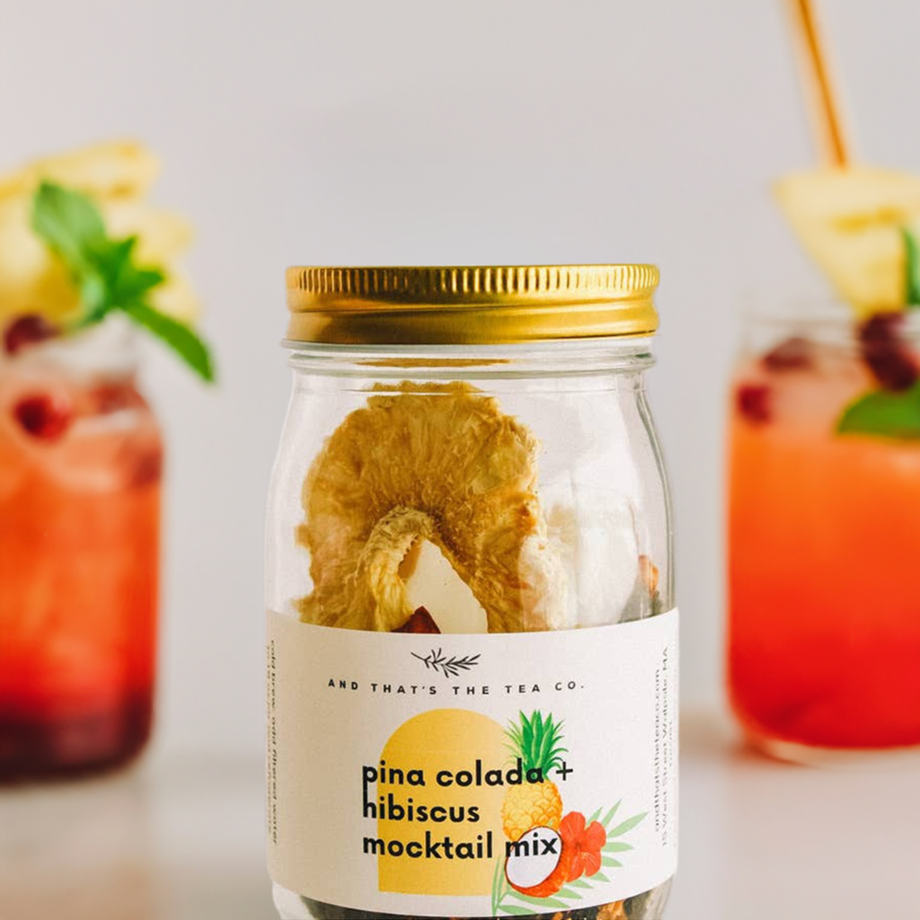 pina colada + hibiscus mocktail jar