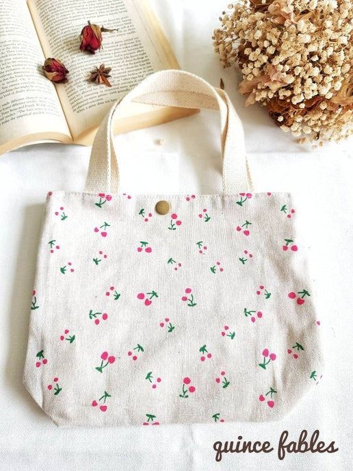 Floral Cotton Cherry Print Lunch Bag / Market Bag (Copy)